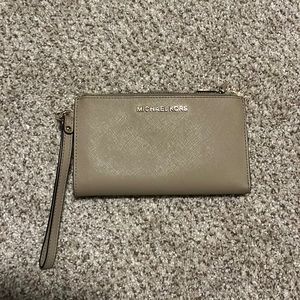 Michael Kors tan wristlet/wallet